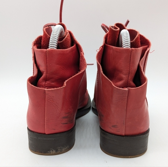 Red Leather Ankle Boots - Picture 4 of 12